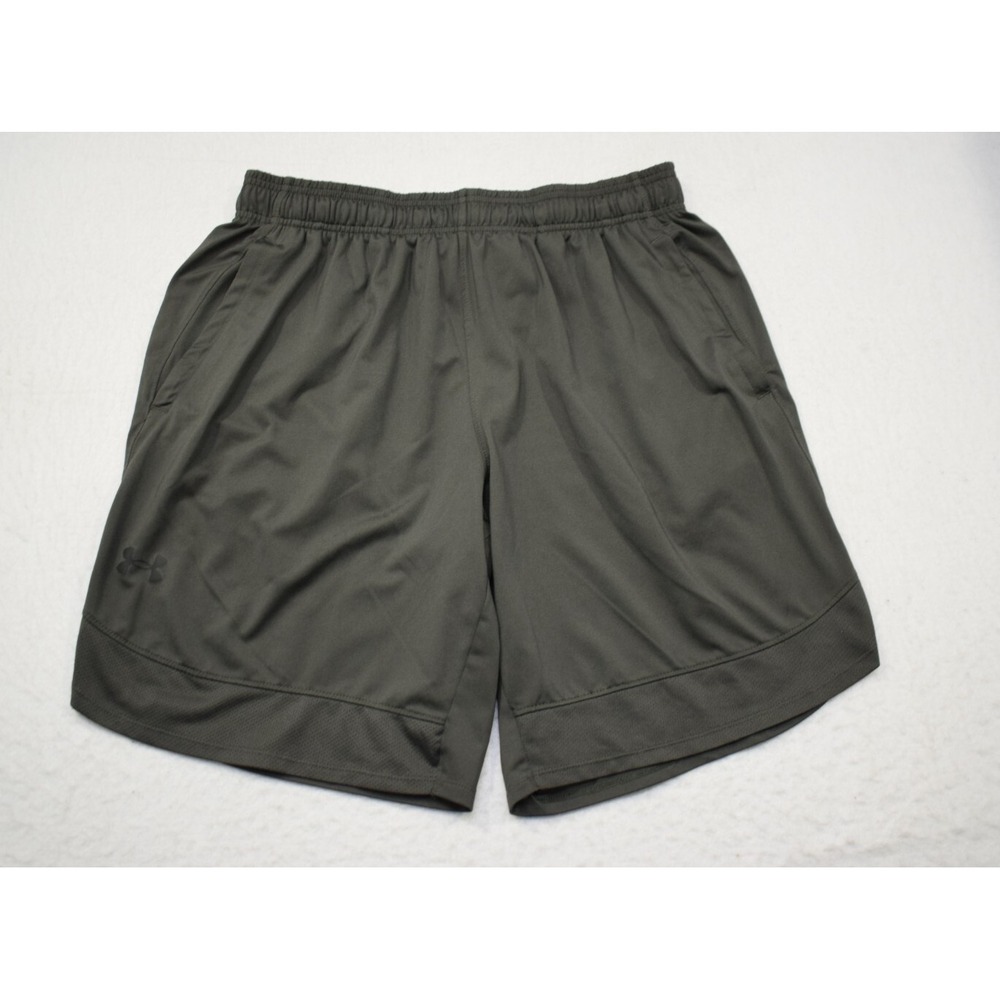 Under Armour Gym Shorts Green Loose Performance With Pockets Mens Size Medium 9"